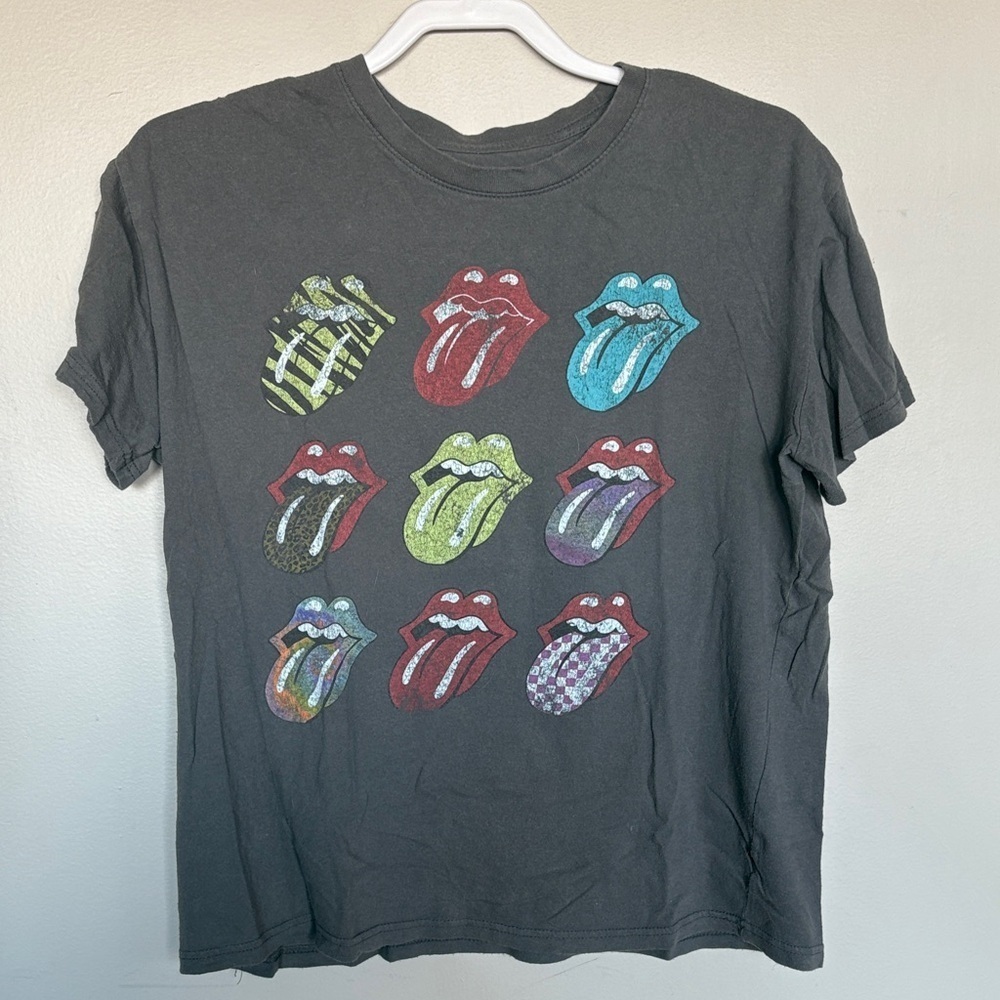 The Rolling Stones Tongue Graphic Tee Shirt Gray Size L Band Tee